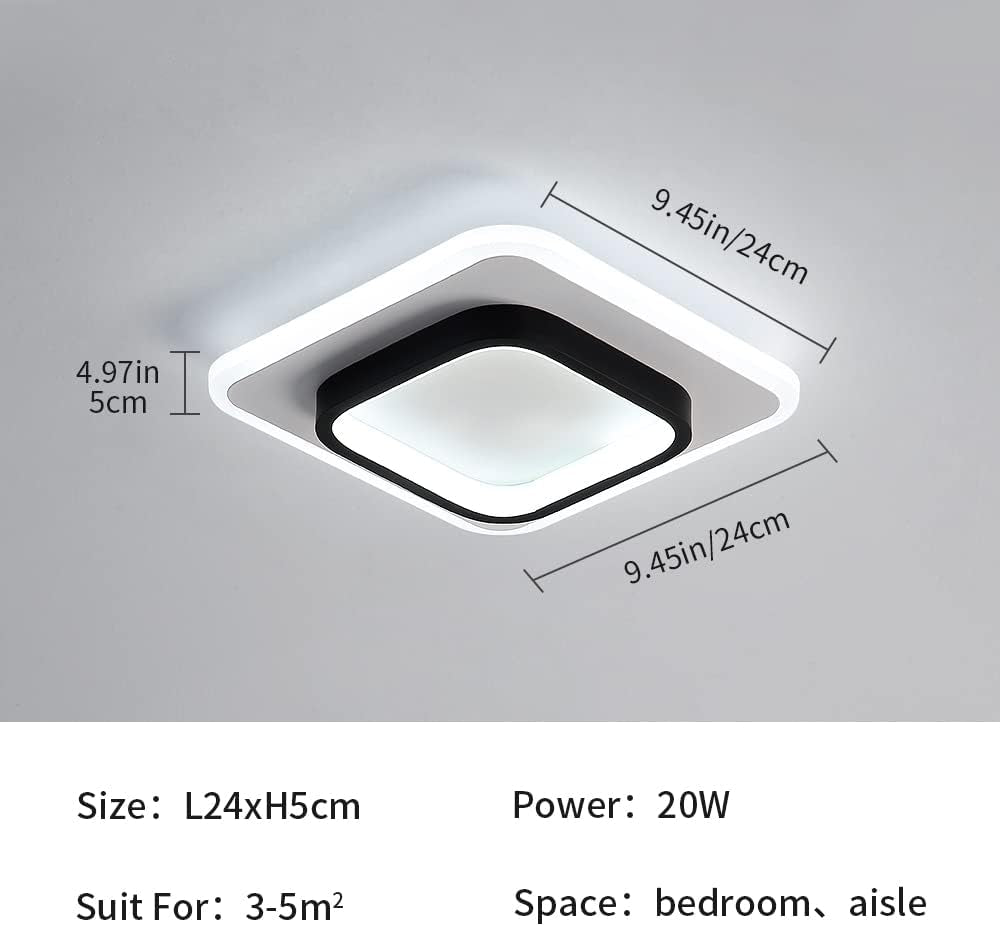 Plafoniera a LED Moderna, 21W 2350LM Creativo Forma Di Quadrata Lampada Da Soffitto, 24 Cm Di Diametro, Lampadario Acrilico per Corridoi Balconi Vani Scale, Luce Bianco Freddo 6500K