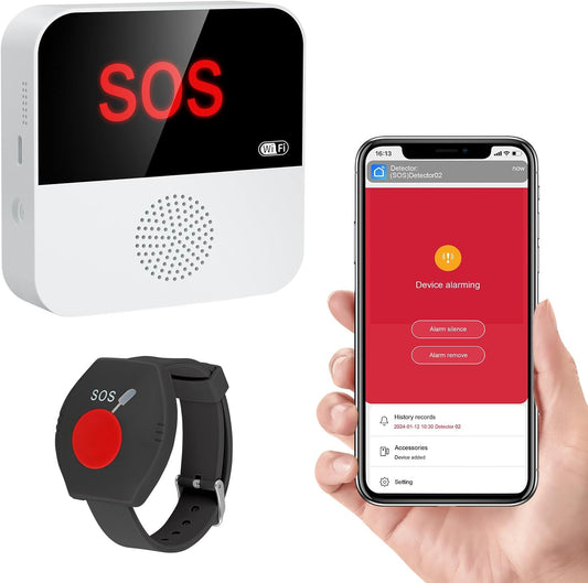 Wifi + RF Emergency Call Button for Seniors Emergency Bracelet Emergency Alert System for Seniors Pazients Disabled Elderly 1 Emmergency Call Bracelet 1 Ricevitore