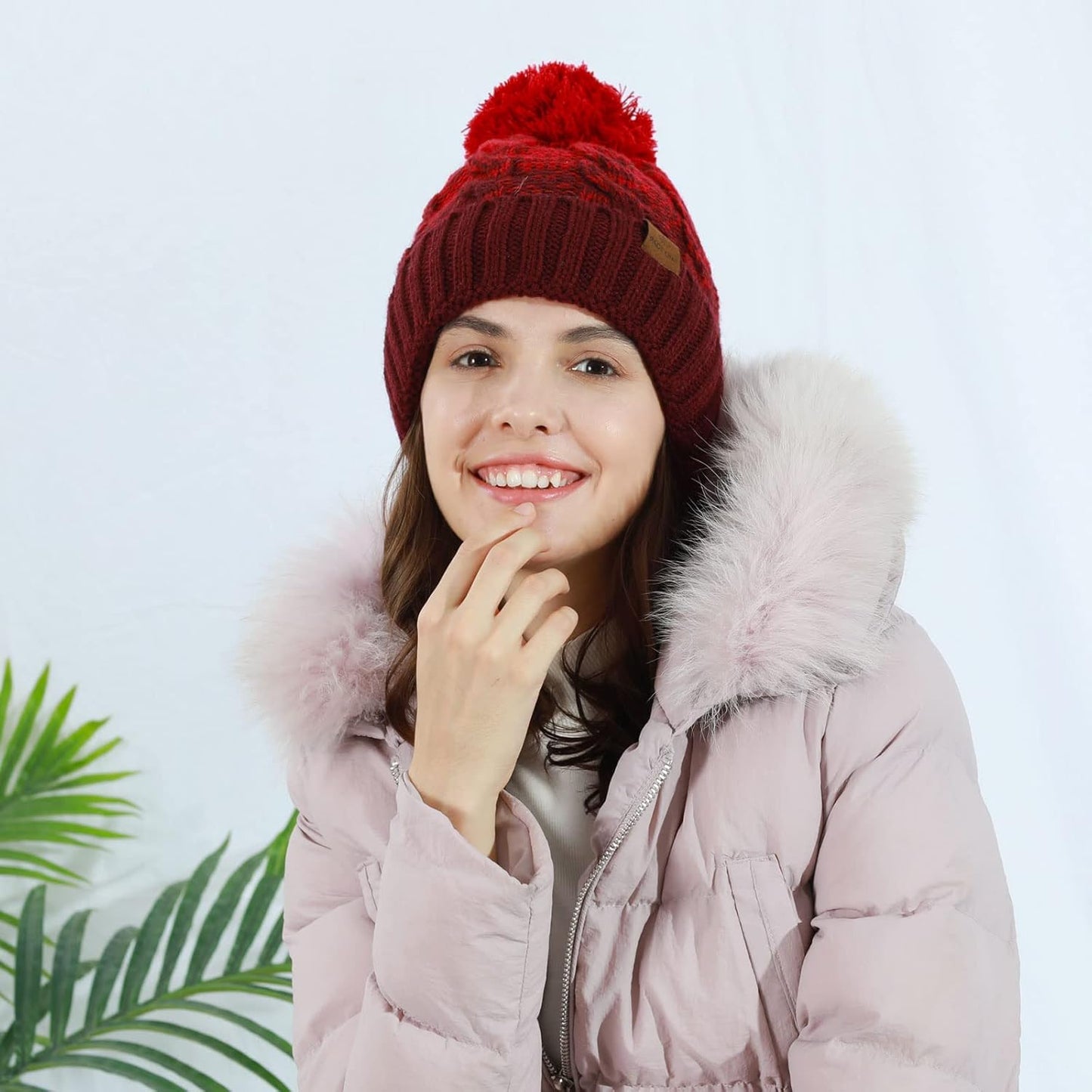 Cappello Invernale Da Donna Con Pom Pom Beanie Caldo Foderato in Pile Spesso Slouchy Snow Knit Chunky Baggy Skull Berretto Da Sci