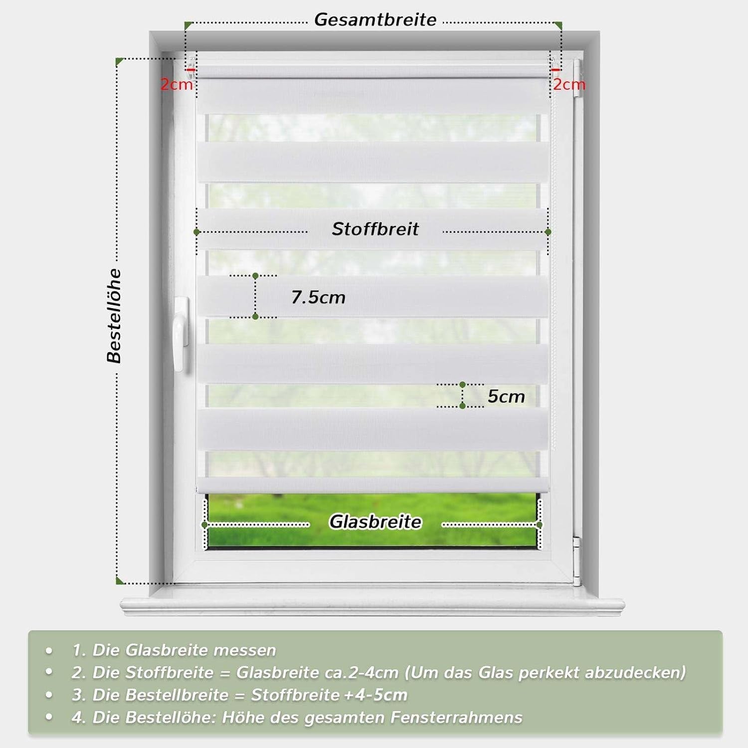 Tenda a Rullo Doppia Klemmfix, Senza Fori, per Finestre E Porte, Traslucida E Oscurante, 55 X 120 Cm (Larghezza X Altezza), Bianco