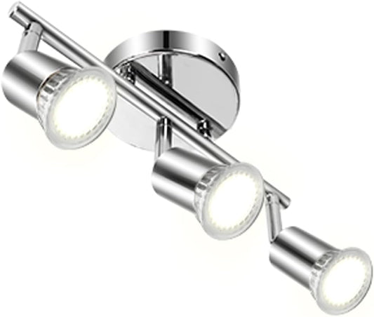 Faretti LED Soffitto Orientabili, Lampada Da Soffitto GU10, 3 Luci Lampadario Camera Da Letto Cucina Soggiorno 220V (Lampadine Non Incluse)