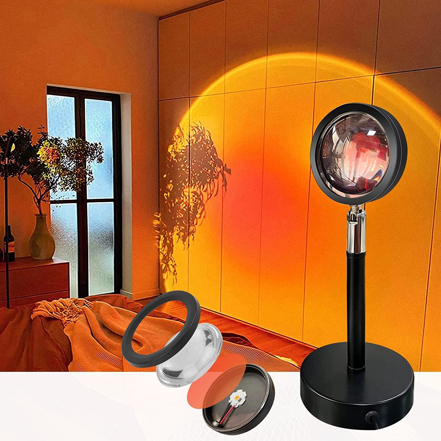 Sunset Lamp, Lampada Proiettore Luci Di 360 Gradi, 5W Luce Del Tramonto, USB Luci LED Camera Da Letto, Lampada Tramonto, Sunset Light, Proiettore Luce Rotazione, Room Decorazioni Camera Da Letto