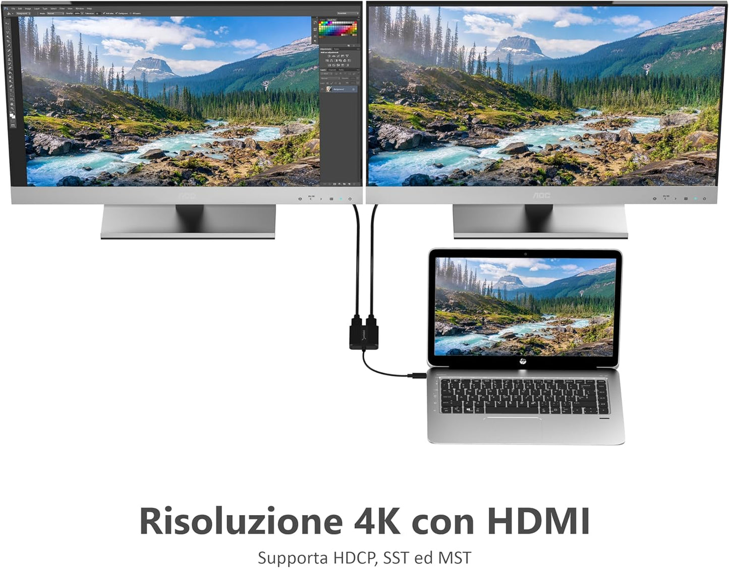 Adattatore Da USB Tipo C a Doppio HDMI [Compatibile Solo Con I Sistemi Windows] (DA-UCDH)