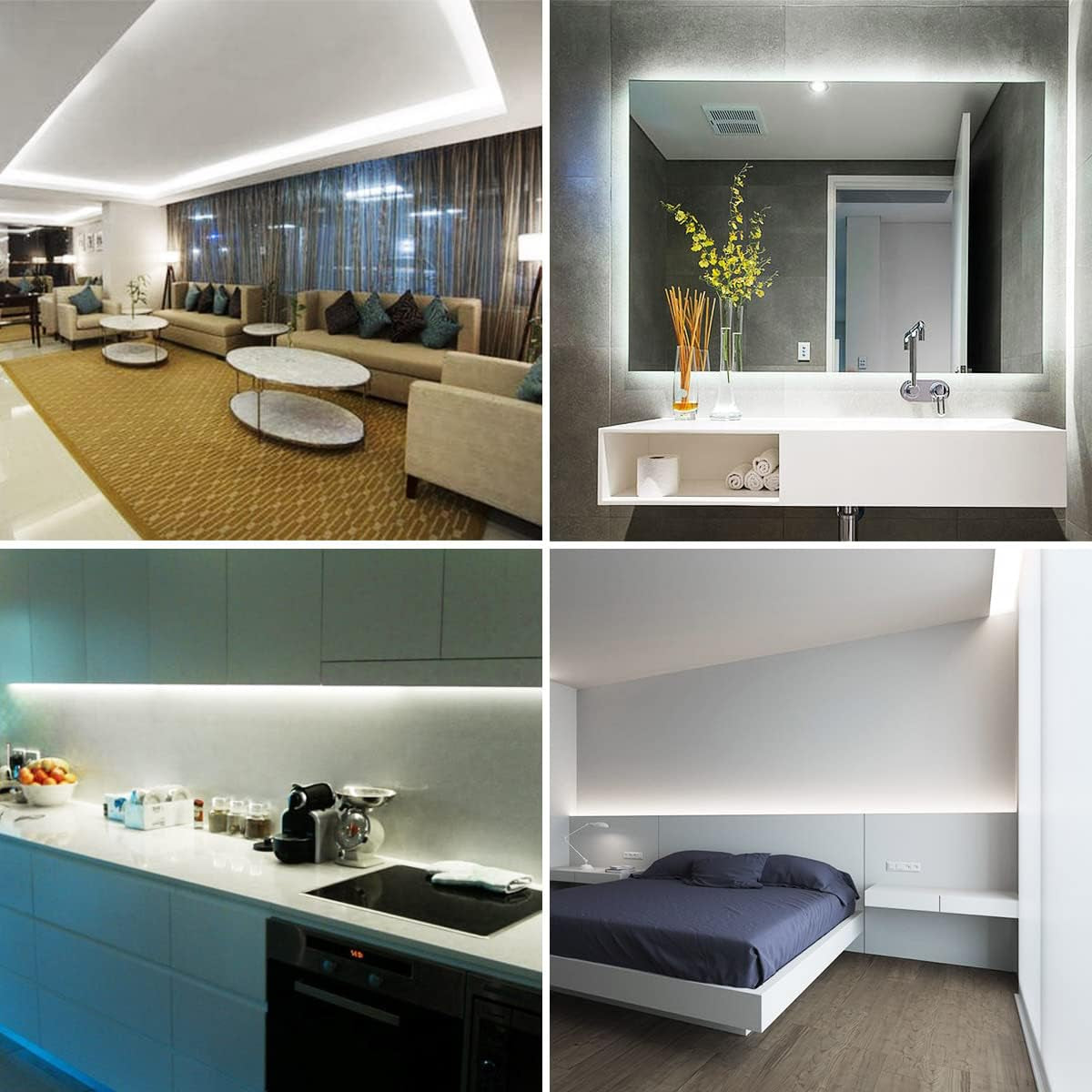 Striscia LED Con Interruttore, Striscia LED 220V Senza Trasformatore, Impermeabile IP65 LED Striscia Adesiva Strip LED, 5M, Bianco