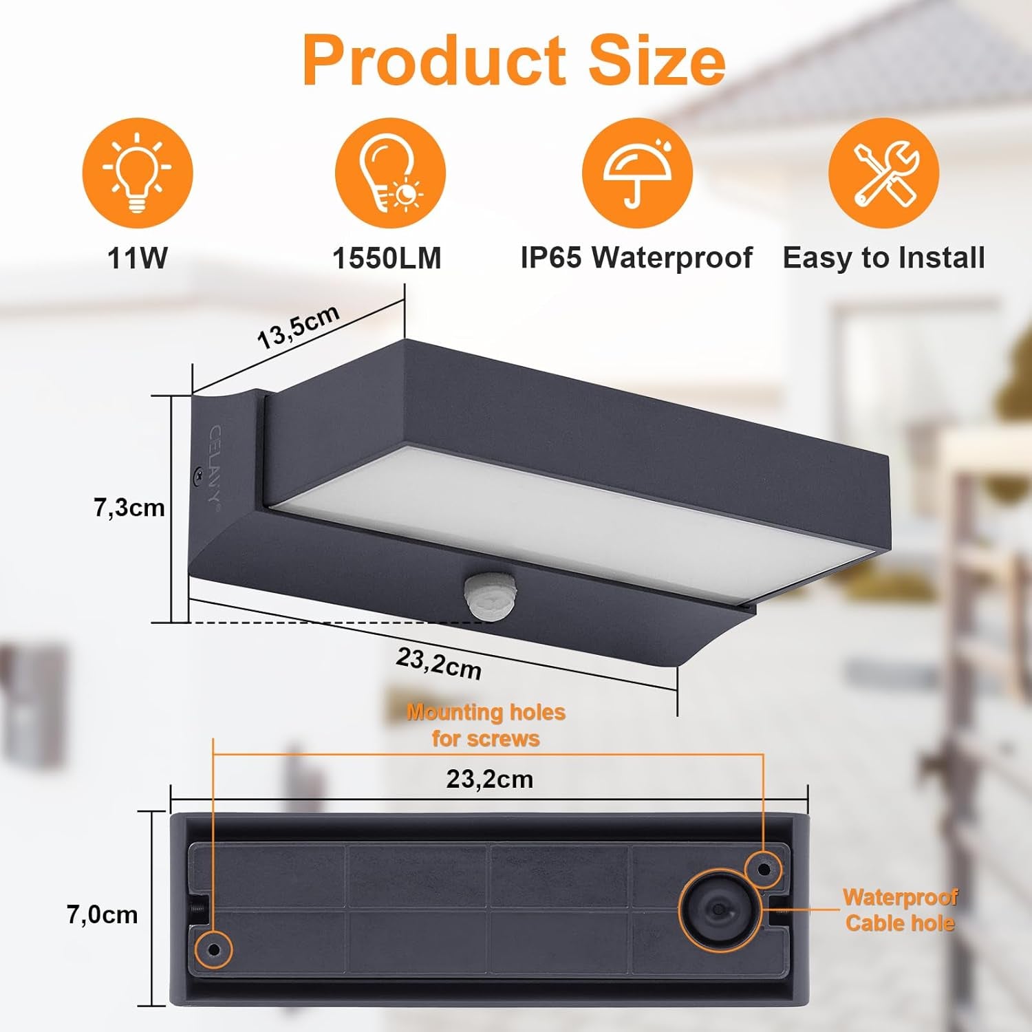 Applique Da Parete Da Esterno Con Sensore Di Movimento, Moderna 11 W Lampada Da Esterno a LED, IP65 Lampada Da Esterno 3000 K up down Illuminazione Da Parete Esterna in Alluminio, Antracite