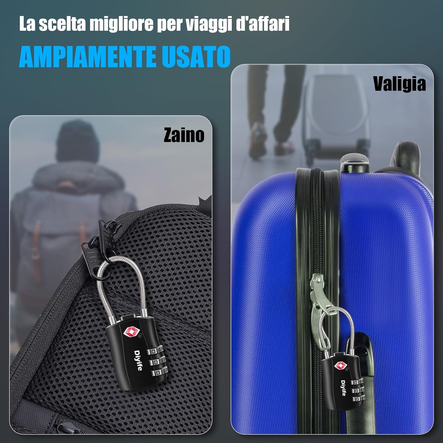 Lucchetto Valigia TSA, [Versione Più Recente]  Lucchetto Combinazione Viaggio, Lucchetto TSA, Lucchetti per Bagagli, 3 Cifre Lucchetto Armadietto per Valigie Bagaglio Borsa Palestra Armadietti