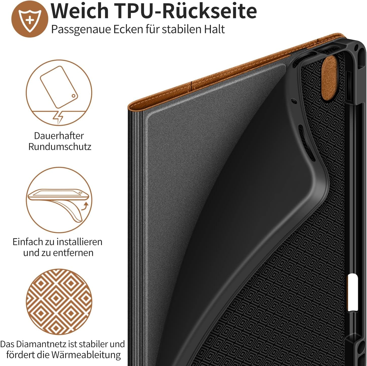HOLIMET Cover per Ipad Air 6 11" M2 2024, Ipad Air 5./4. Generazione (2022/2020) 10.9 Pollici Cover Con Pencil Holder, Custodia Auto Sveglia/Sonno Smart Folio Case, Supporto Multi-Angolo - Marrone