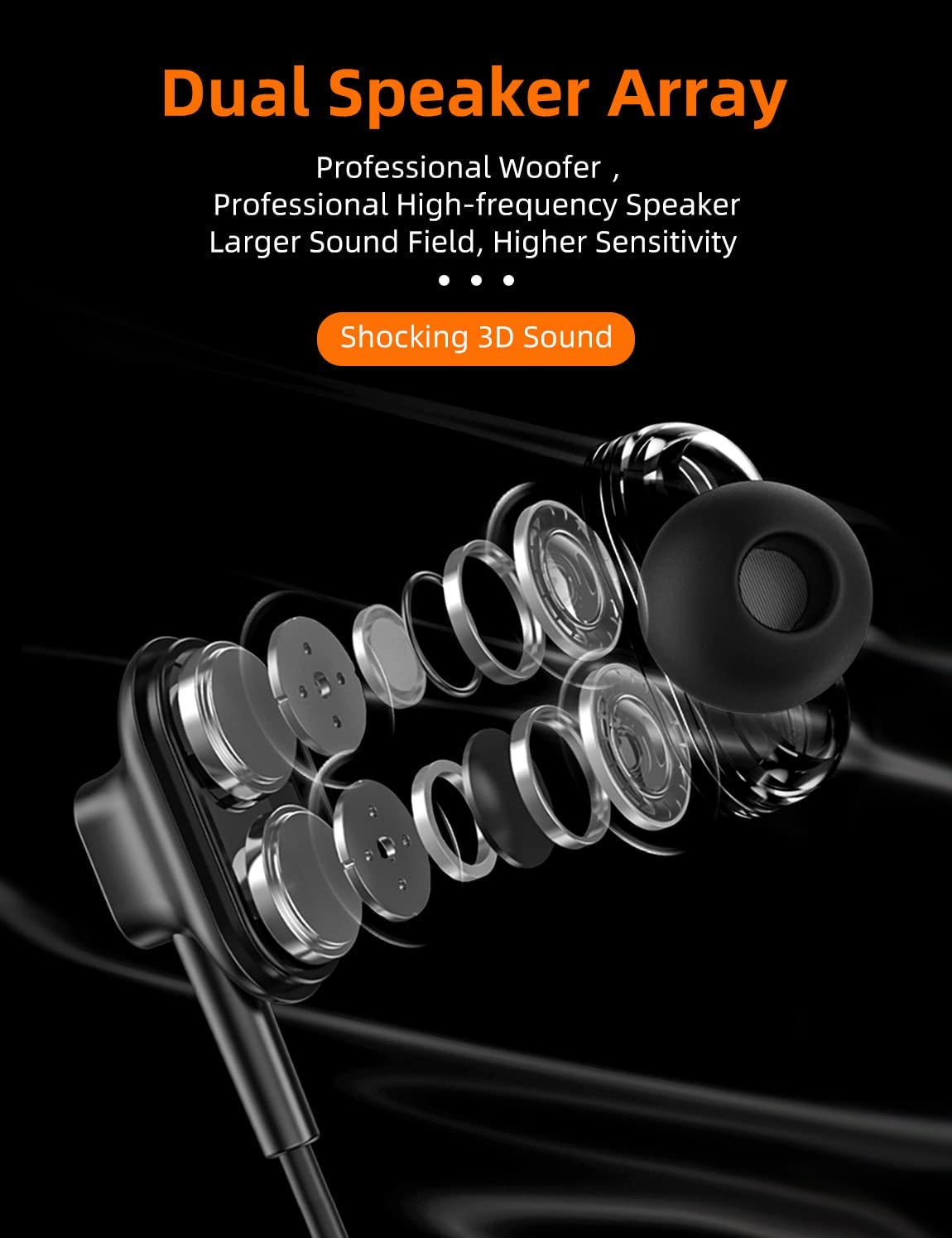 BI2 Cuffie Bluetooth Sport, Auricolari Bluetooth Con Filo, Cuffie Bluetooth Con Archetto Da Collo Magnetici, Auricolare Bluetooth Con Doppio Driver E Bass per Fitness, Running.