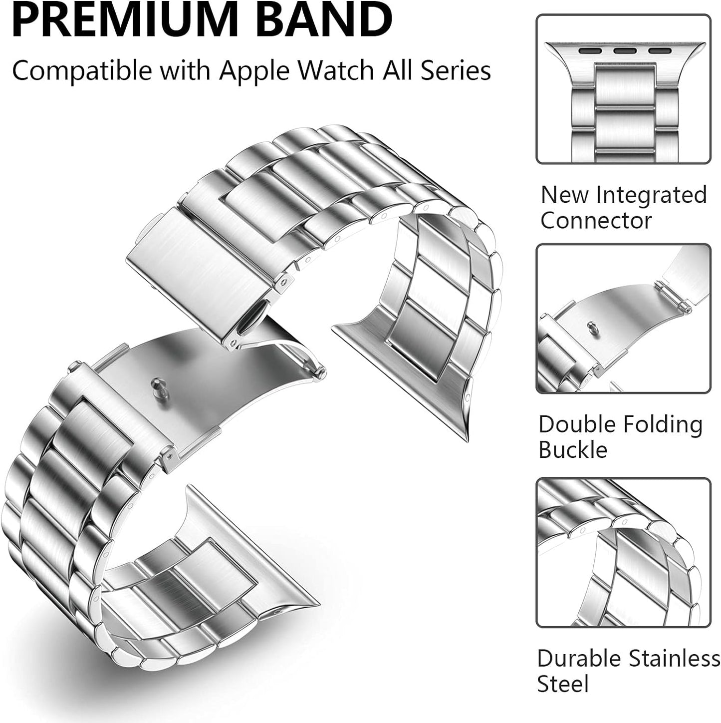 Cinturino in Metallo Compatibile Con Cinturino Apple Watch 49Mm 45Mm 44Mm 42Mm 41Mm 40Mm 38Mm, Cinturini Di Ricambio in Acciaio Inossidabile per Iwatch Series 8 7 6 5 4 3 2 1 Ultra SE