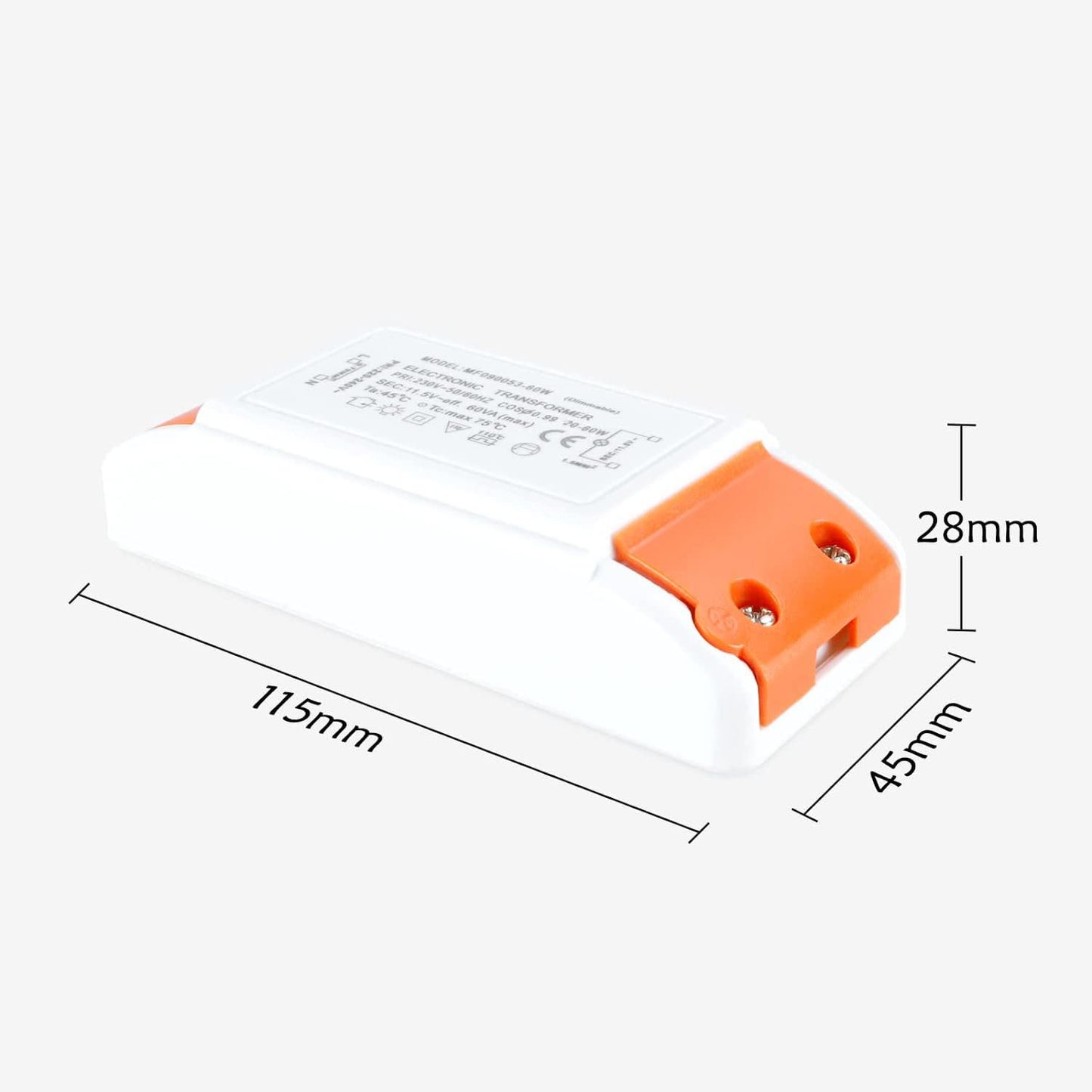 Trasformatore Elettronico Da 230V (AC) a 12V (AC) 20-60W,Protezione Da Sovraccarico per Trasformatori Alogeni,Dimmerabile per Lampade Alogene