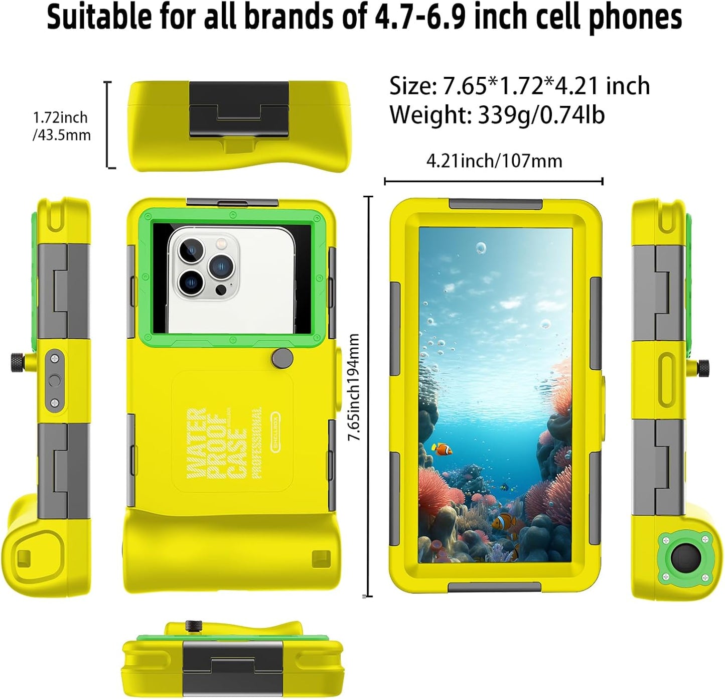 Custodia Impermeabile IPX8 Impermeabile Profonda 15 M Universale Immersioni Professionali per Cellulare Subacqueo Custodia per Iphone Samsung Huawei Xiaomi