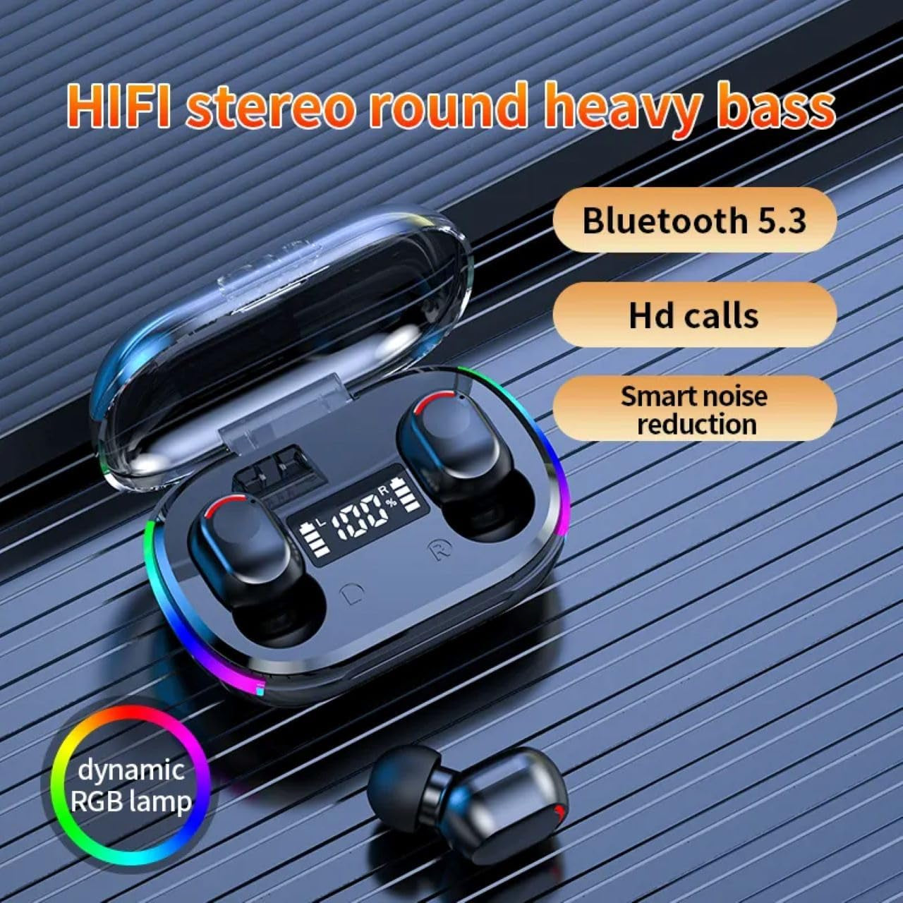 Cuffie Wireless AI-7B, Cuffie Wireless Bluetooth 5.3, Cuffie Stereo Bluetooth Hifi Con Display a LED Nell'Orecchio Controllo Tattile Con Cancellazione Del Rumore IP7 Impermeabile