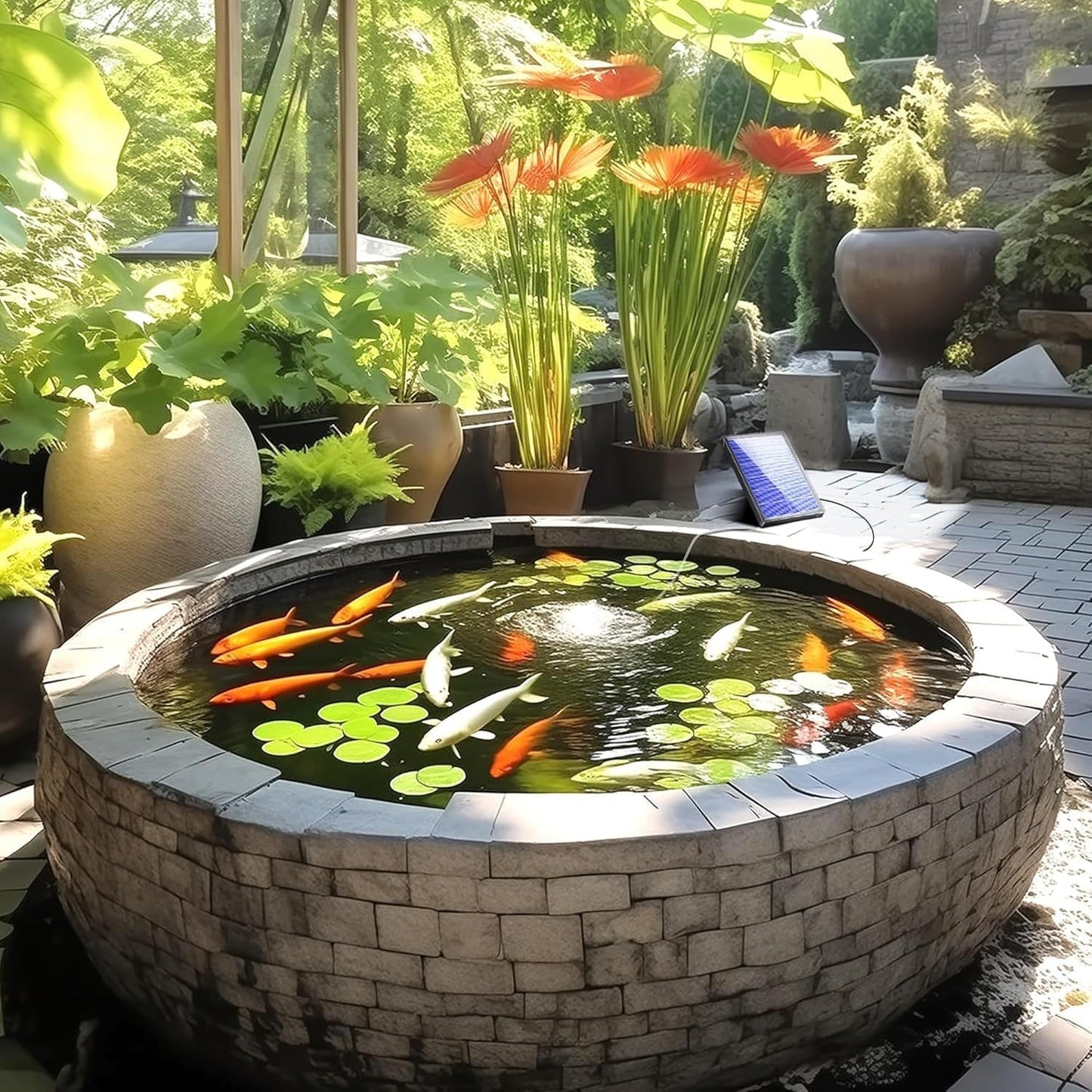 Aeratore per Stagno, Pompa Di Ossigeno per Stagno Solare, 4W, per Acquario, Pompa Di Ossigeno Con Ack, Pompa Ad Ossigeno, Stagno, 3 Modalità, 2 Pietre per Laghetto Da Giardino, Pesca