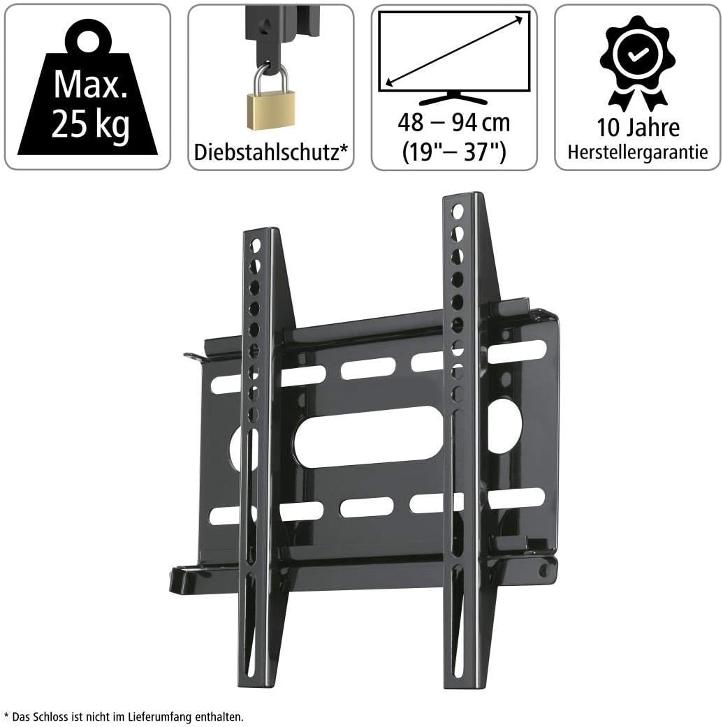 Supporto per LCD "Ultraslim" Fix,M, 94Cm (37"), VESA 200X200,Colore Nero