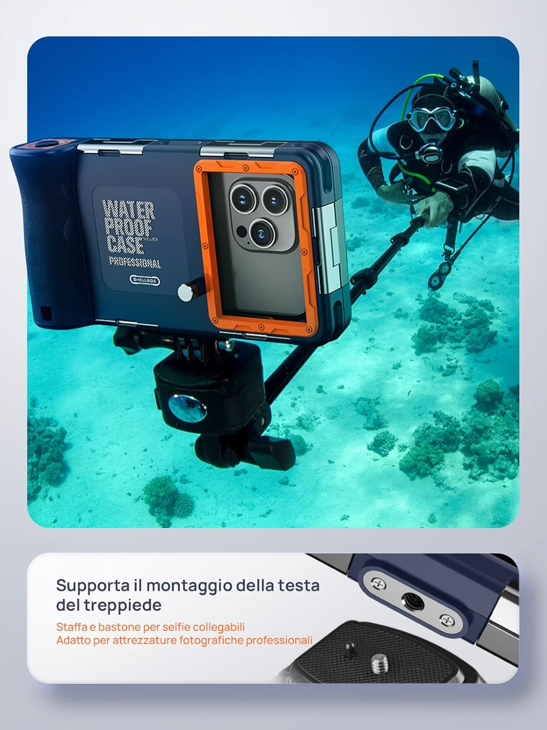 Custodia Impermeabile Subacquea Professionale IP68 15M per Iphone Samsung Huawei Xiaomi,Compatibile Con Telefoni Fino a 6,9 Pollici,Adatto per Immersioni Snorkeling Surf