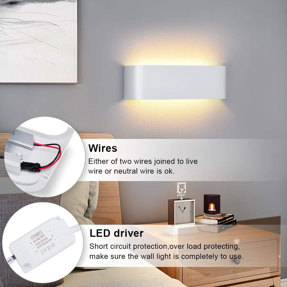 Lampada Da Parete LED Interni 16W Applique Da Parete Interno Moderno Lampada a Muro Luce per Camera Da Letto Scale Corridoio, 3000K Bianco Caldo