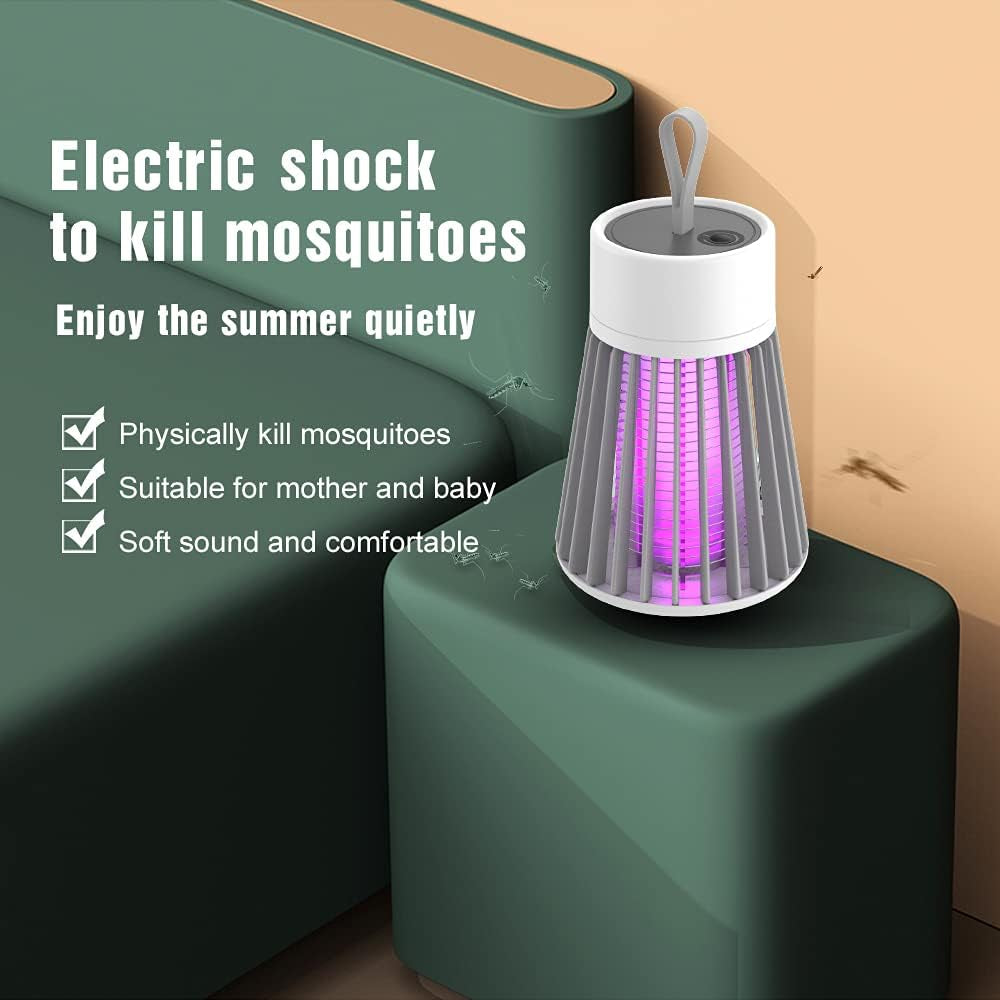Zanzariera Elettrica Da Interno, Antizanzare Elettrico Portatile, Lampada Antizanzare Casa, Lampada Zanzare Esterno, Racchetta Zanzare Atossica anti Mosche UV Campeggio 100M² (Ricaricabile, Grigio)