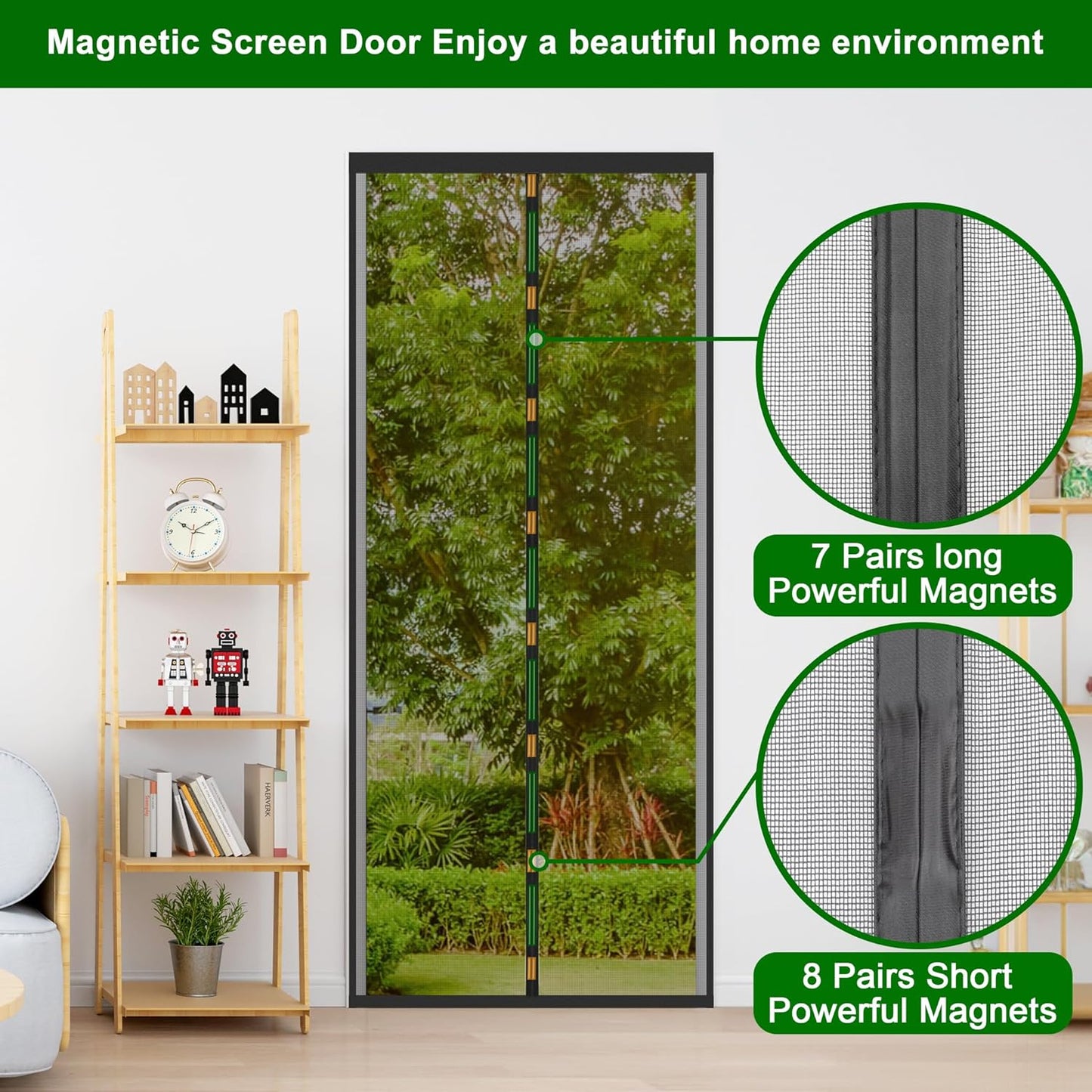 AGGIORNAMENTO Zanzariera Magnetica per Porta 140 X 240 CM - Rete Fine, Tenda Zanzariera Porta Con Totalmente Calamita, Si Chiude Da Sola per Balcone, Installazione Facile (Nero)