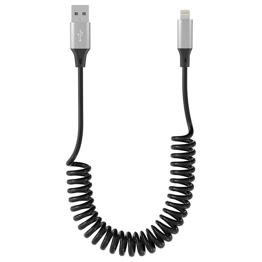 Cavo Iphone Spirale Compatibile Con Apple Carplay [Certificato Apple Mfi] Caricabatterie Retrattile per Iphone Con Sincronizzazione Dati, Cavo Di Ricarica per Iphone Corto per Iphone/Pad/Pod