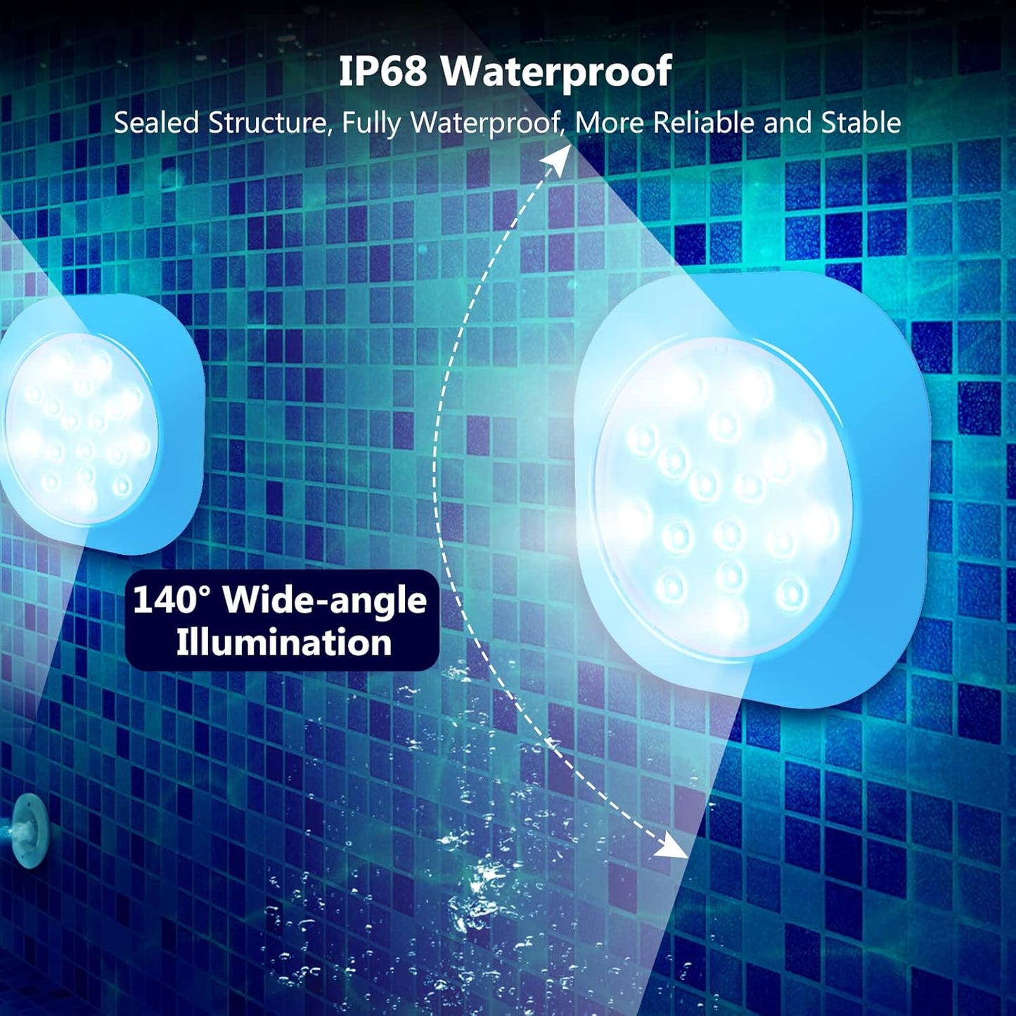 Faretto LED Ricaricabile per Piscina Fuori Terra, 15Cm Sommergibili Luci Piscina RGBW IP68 Impermeabili Con Telecomando, Fino a 40 Ore,Magnetiche Luce LED Deco per Intex Acciaio Piscine 2Pack