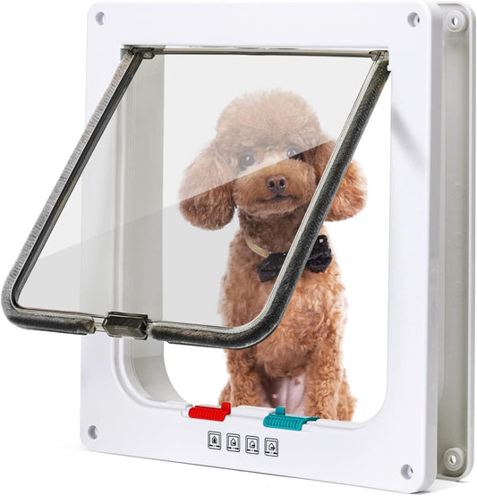 - Gattaiola per Gatti E Cani, Porta per Gatti a 4 Vie Con Magnete, Entrata E Uscita Controllabile Porta Scorrevole per Finestra Di Sicurezza per Animale Domestico (Bianca, XL)