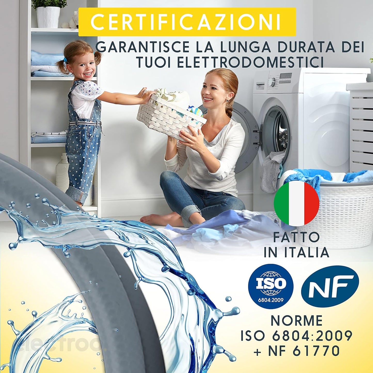 Electroo Tubo Acqua Lavatrice 1,5M | Flessibile Lavastoviglie Ø20-27 Mm | Tubo Carico Lavatrice Curalavastoviglie | Tubo Di Gomma Acqua Lavatrici Norme | Filetto in Plastica, 2 Guarnizioni in Gomma