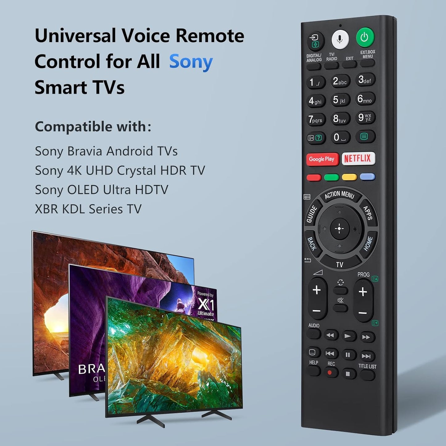 Telecomando Di Ricambio Controllato Vocale per TV Sony, per TV Sony E Sony Bravia, per Tutti I Sony 4K UHD LED LCD HD Smart TV