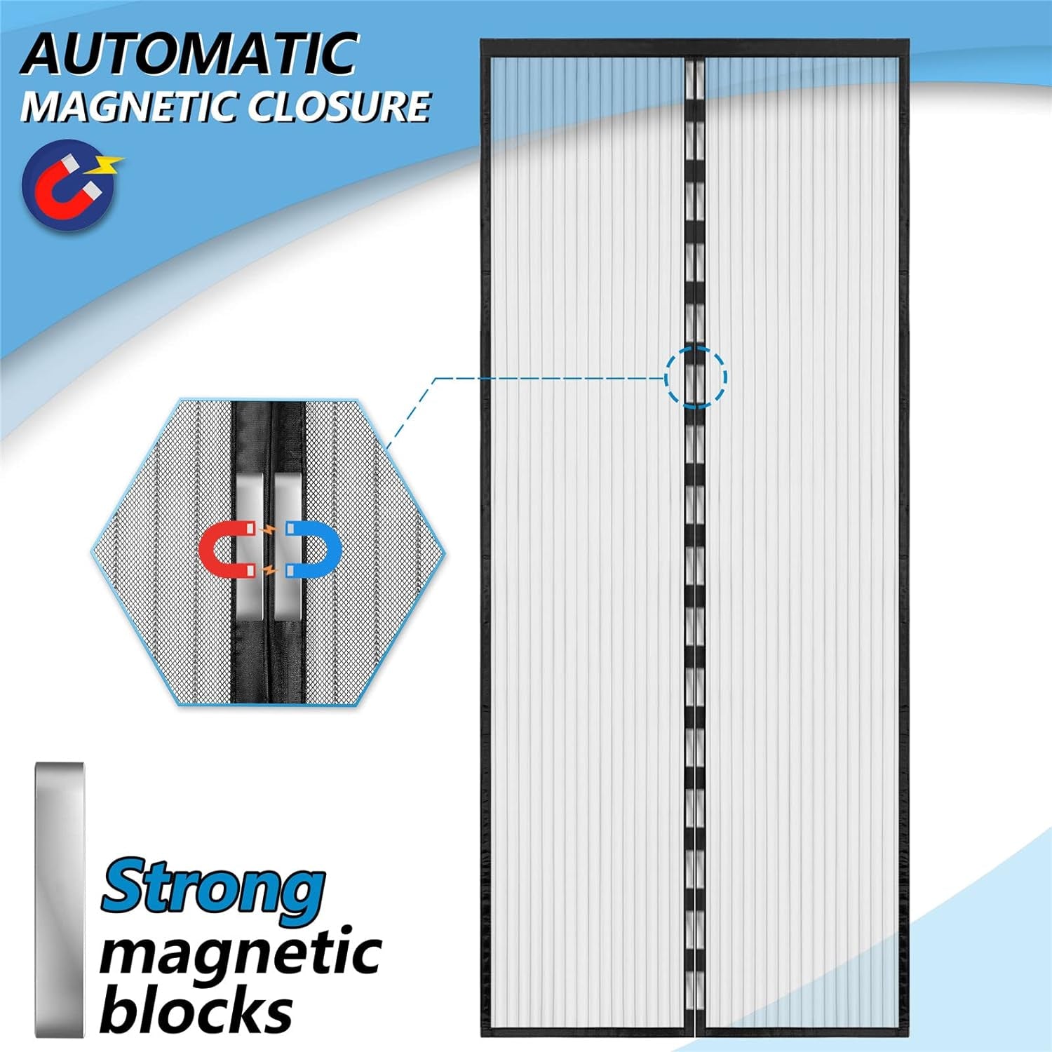 Zanzariera Porta Finestra 115X210,  Zanzariera Magnetica Nero, Godetevi La Bella Estate Con La Vostra Famiglia