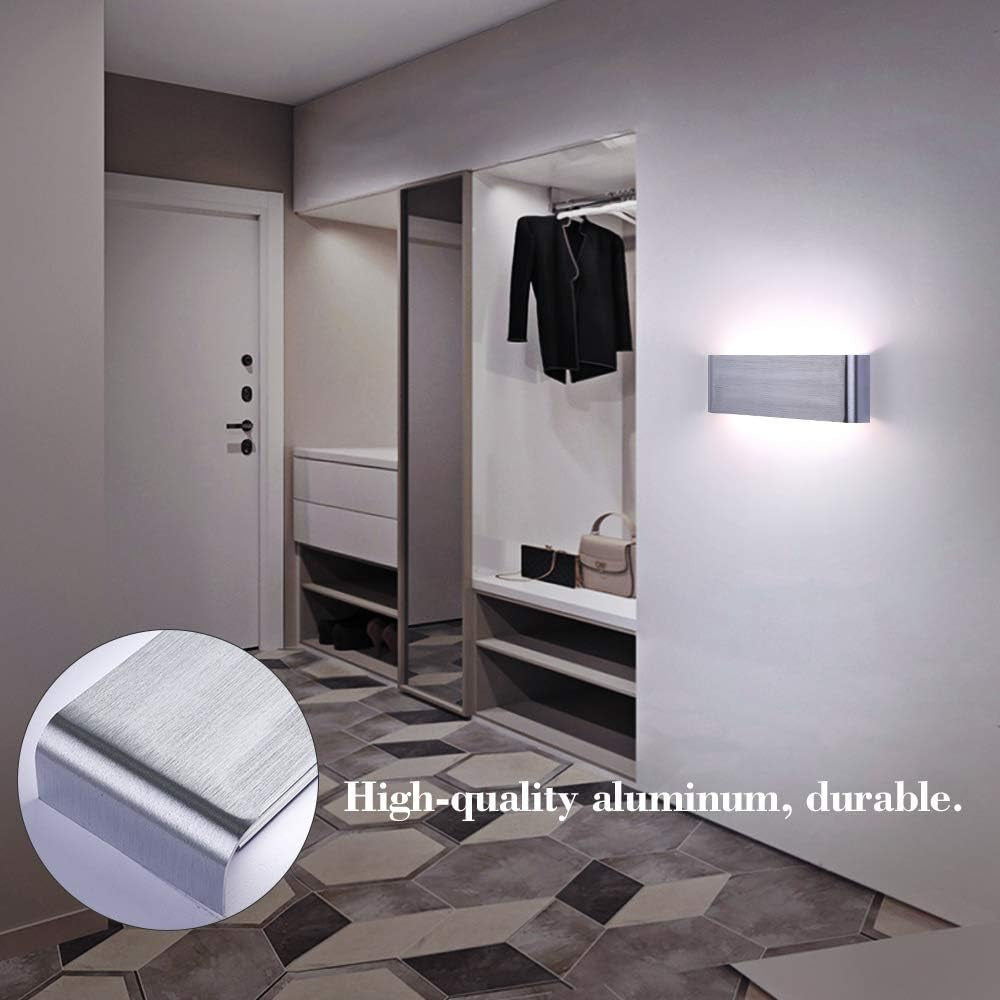 Lampada Da Parete Interno 16W 6000K LED Applique Da Parete Moderno Bianca Con Luce up down IP44 Impermeabile Illuminazione per Camera Da Letto Corridoio Soggiorno Scala (Bianco Freddo)