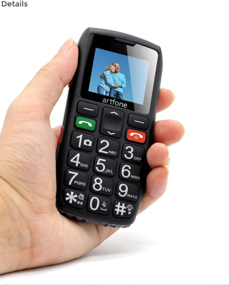 C1 Telefono Cellulare Anziani, Pulsanti Grandi, Volume Grande, Funzione Sos,Nero