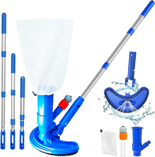 Aspirapolvere Piscina, Aspirapolvere Portatile Accessori Con Sacchi a Rete Asta E Telescopica per Pulizia, Kit Pulizia Piscina per La Pulizia Degli Stagni Delle Piscine Termali Fuori Terra, Stagno
