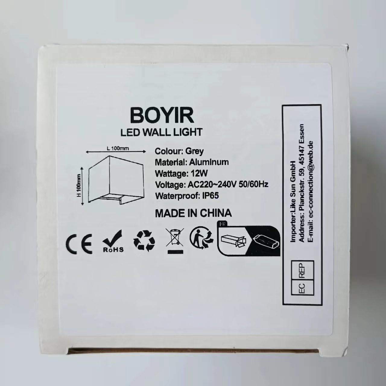 BOYIR Lampada da Parete per Esterno con Sensore di Movimento Lampada da Parete a LED 12W IP65 Lampada da Parete per Esterno Impermeabile con Angolo del Fascio Regolabile 3000K Illuminazione da Parete Bianca Calda per Interni/Esterni, Antracite