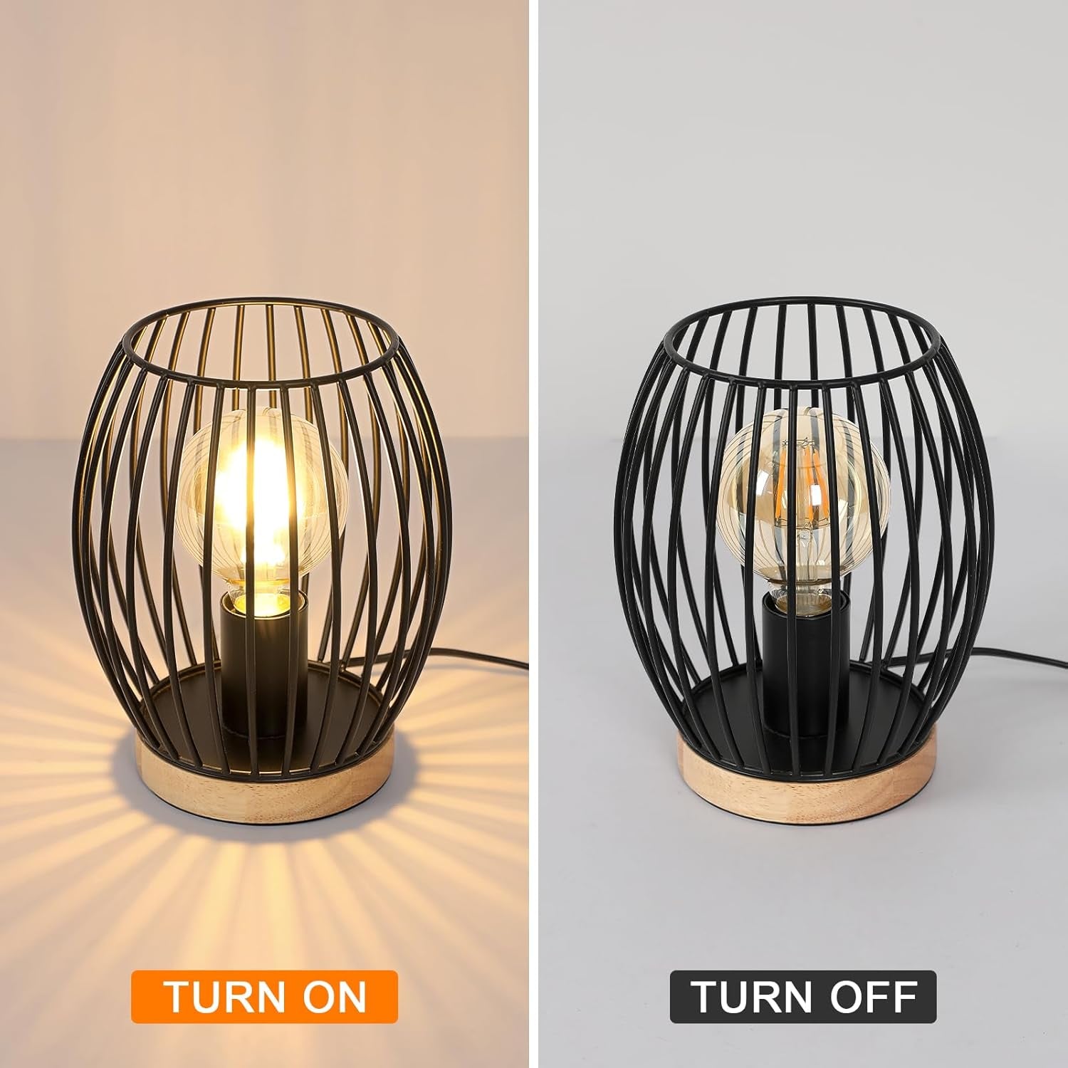 Lampada Da Tavolo Vintage, Lampada Comodino Camera Da Letto 21Cm Alta, E27 Lampada Da Comodino Nero per Camera Da Letto, Soggiorno, Matrimoni Feste Patio Eventi, Interruttore Incl