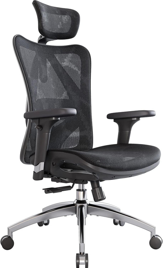 Sedia Ergonomica Con Supporto Lombare, Sedia Da Ufficio, Braccioli Regolabili in 3D, Tessuto a Rete Delicato Sulla Pelle, Poggiatesta Regolabile, Sedia Da Ufficio Ergonomica (Nero)