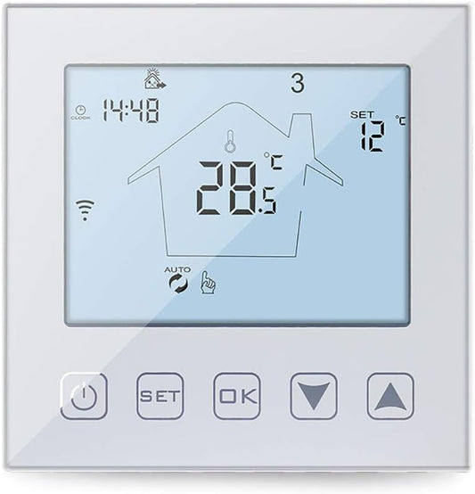 Intelligente Termostato Wifi Riscaldamento a Pavimento Acqua 3A Alexa Google Assistant Compatibile, Digitale Termostato Ambiente Programmabile Da Parete Smart Life Tuya App Controllo