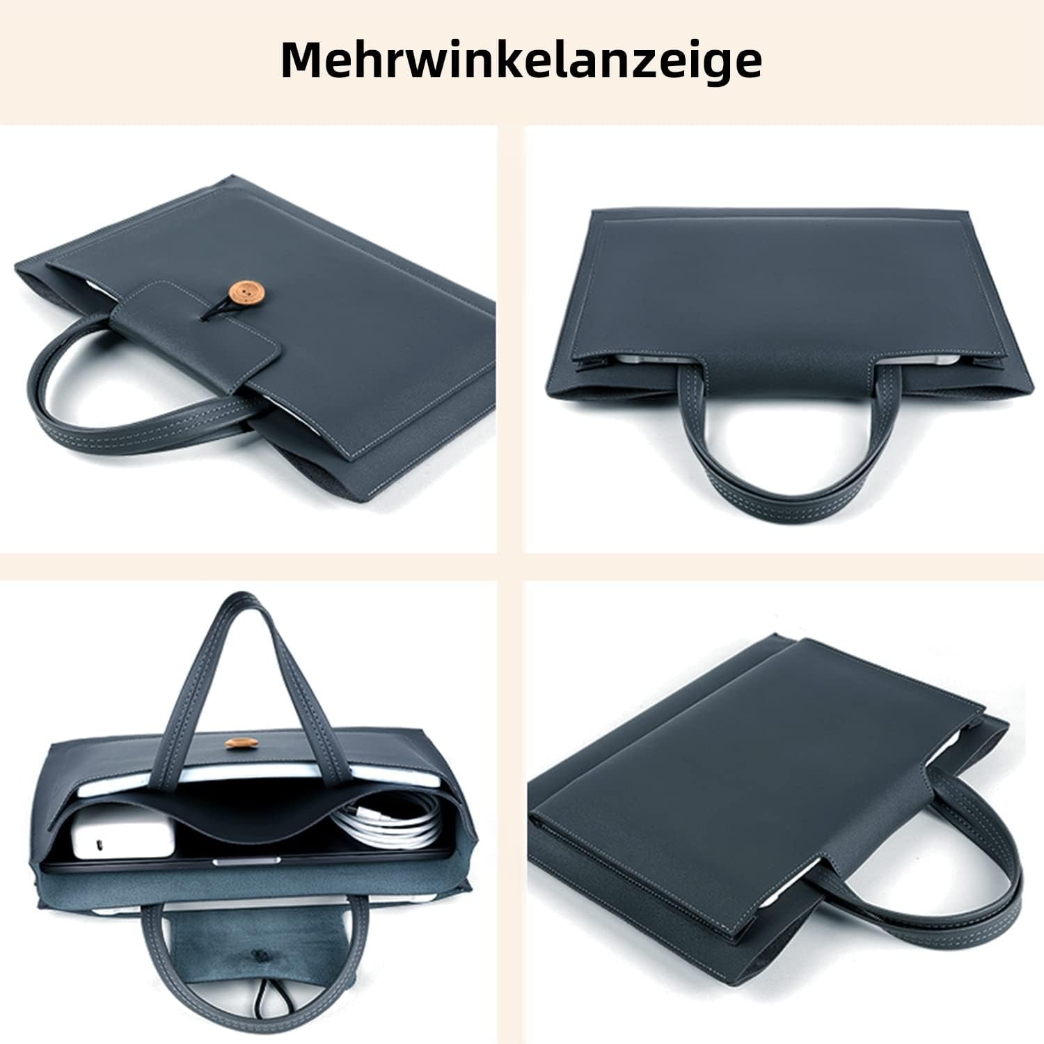 Borsa Compatta per Computer Portatile, Borsa a Tracolla/Borsa Con Tasche per Riporre Accessori, Blu Scuro