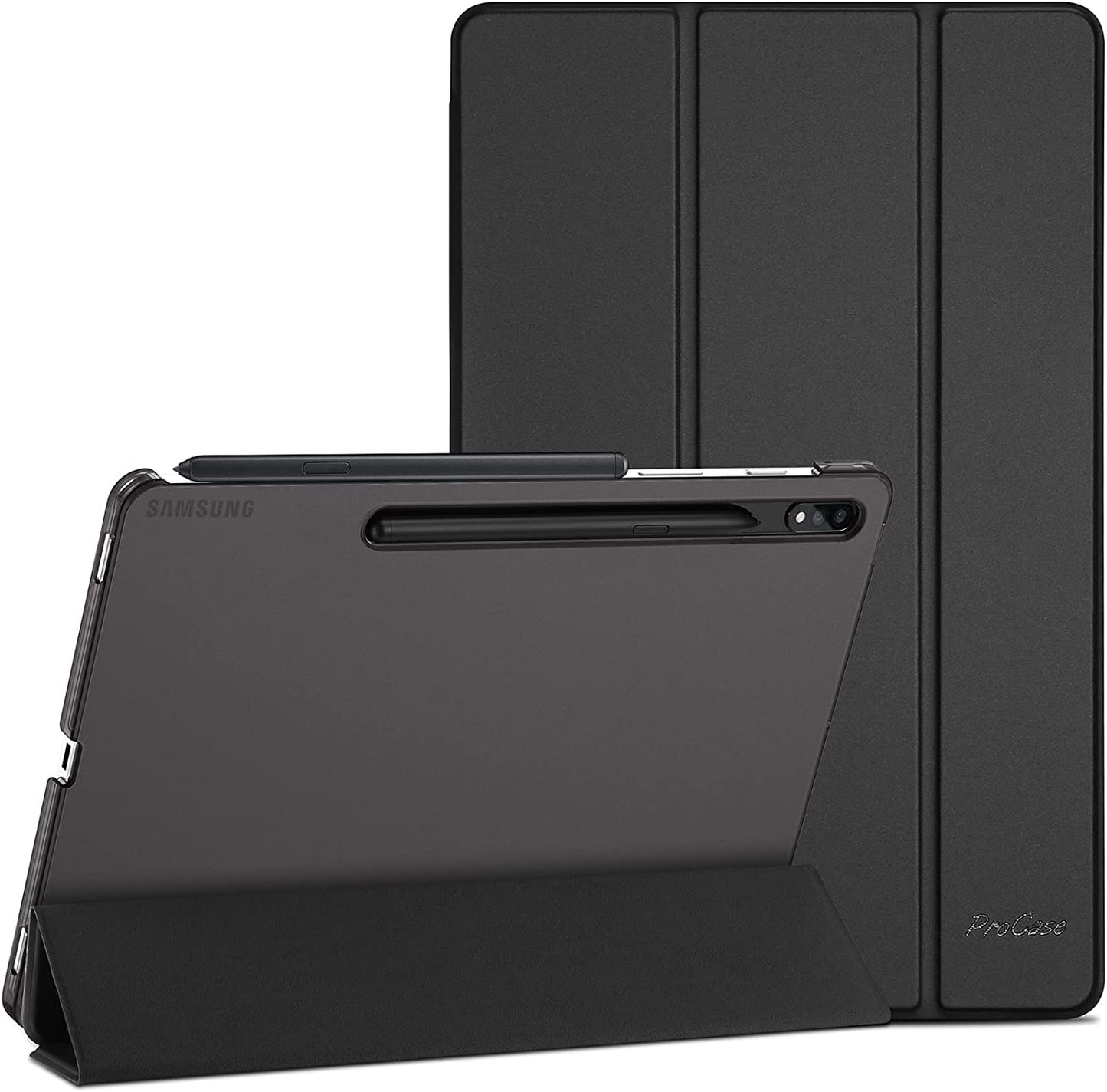 Custodia per 12.4 Pollici Galaxy Tab S8+ plus 2022/S7 FE 2021/S7+ plus 2020 (SM-X800/X806/T730/T736/T733/T738/T970/T975/T976/T978), Smart Cover Leggero, Casetraslucida Smerigliata -Nero