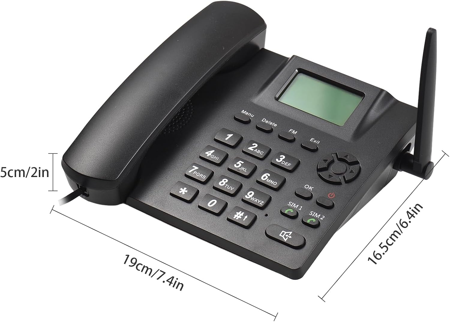 Telefono Fisso Con Sim, GSM850/900/1800/1900MHZ, Dual SIM Segnale 2G, Telefono Fisso Anziani Con Funzione Registrazione, per Casa, Ufficio, Hotel