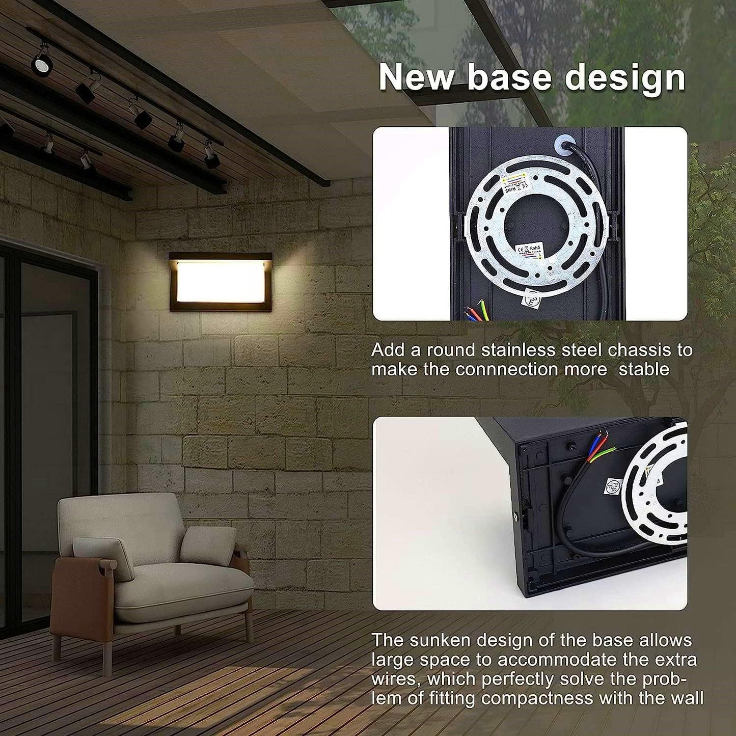 Applique Esterno, IP66 Impermeabile Lampada Da Parete, 18W 3000K LED per Balcone, Veranda, Via, Garage Terrazzo Corridoio, Giardino (Bianco Caldo)
