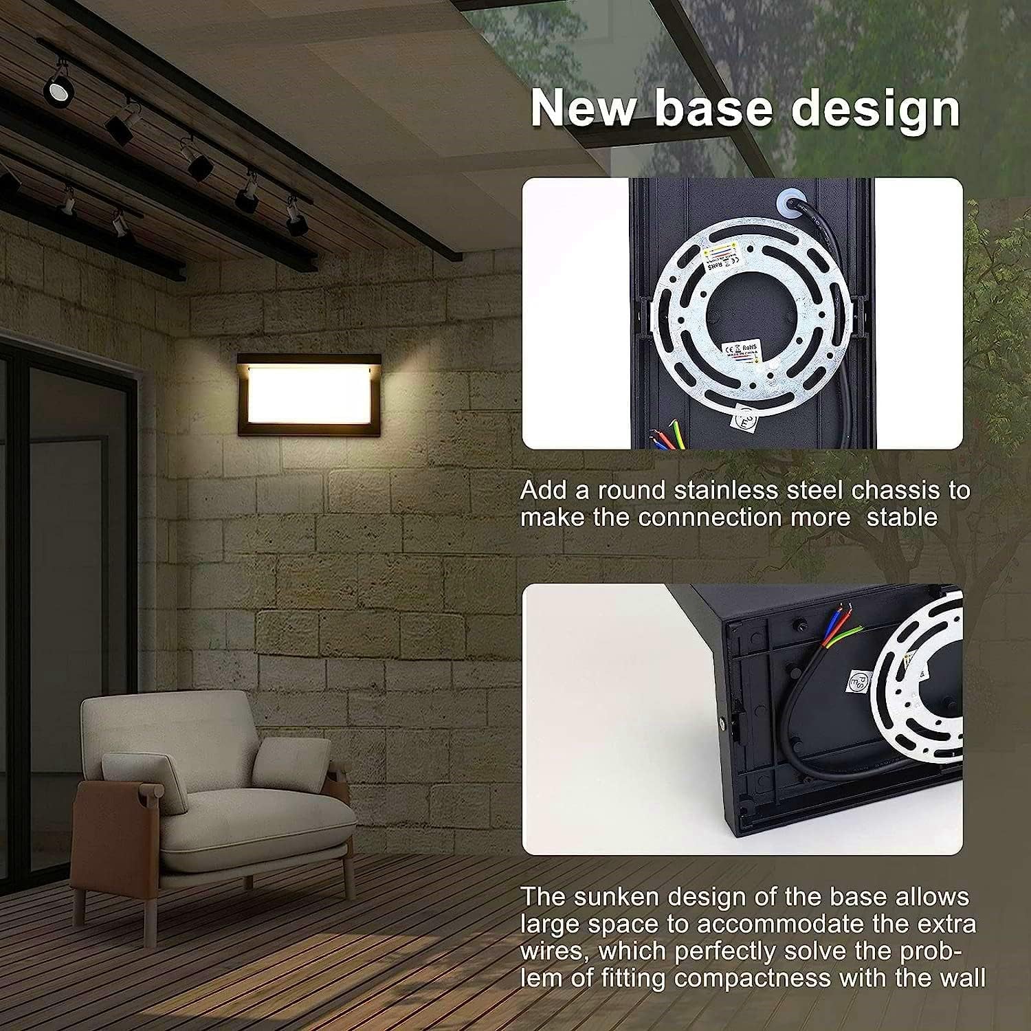 Applique Esterno, IP66 Impermeabile Lampada Da Parete, 18W 3000K LED per Balcone, Veranda, Via, Garage Terrazzo Corridoio, Giardino (Bianco Caldo)