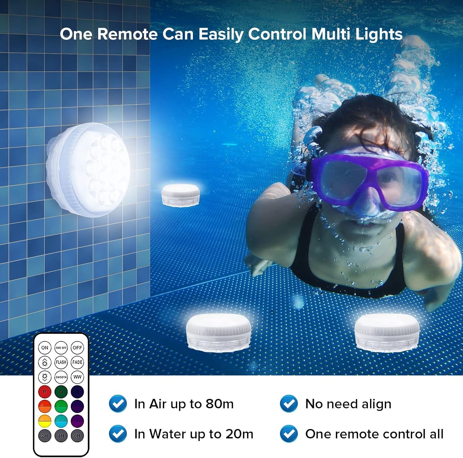 Luci per Piscina, Luci per Piscina a LED Subacquee Con Magneti E Ventose, Luci per Laghetti Subacquee IP68, 16 Colori, Telecomando RF, per Feste in Vasca Idromassaggio Con Fontana 4Pack