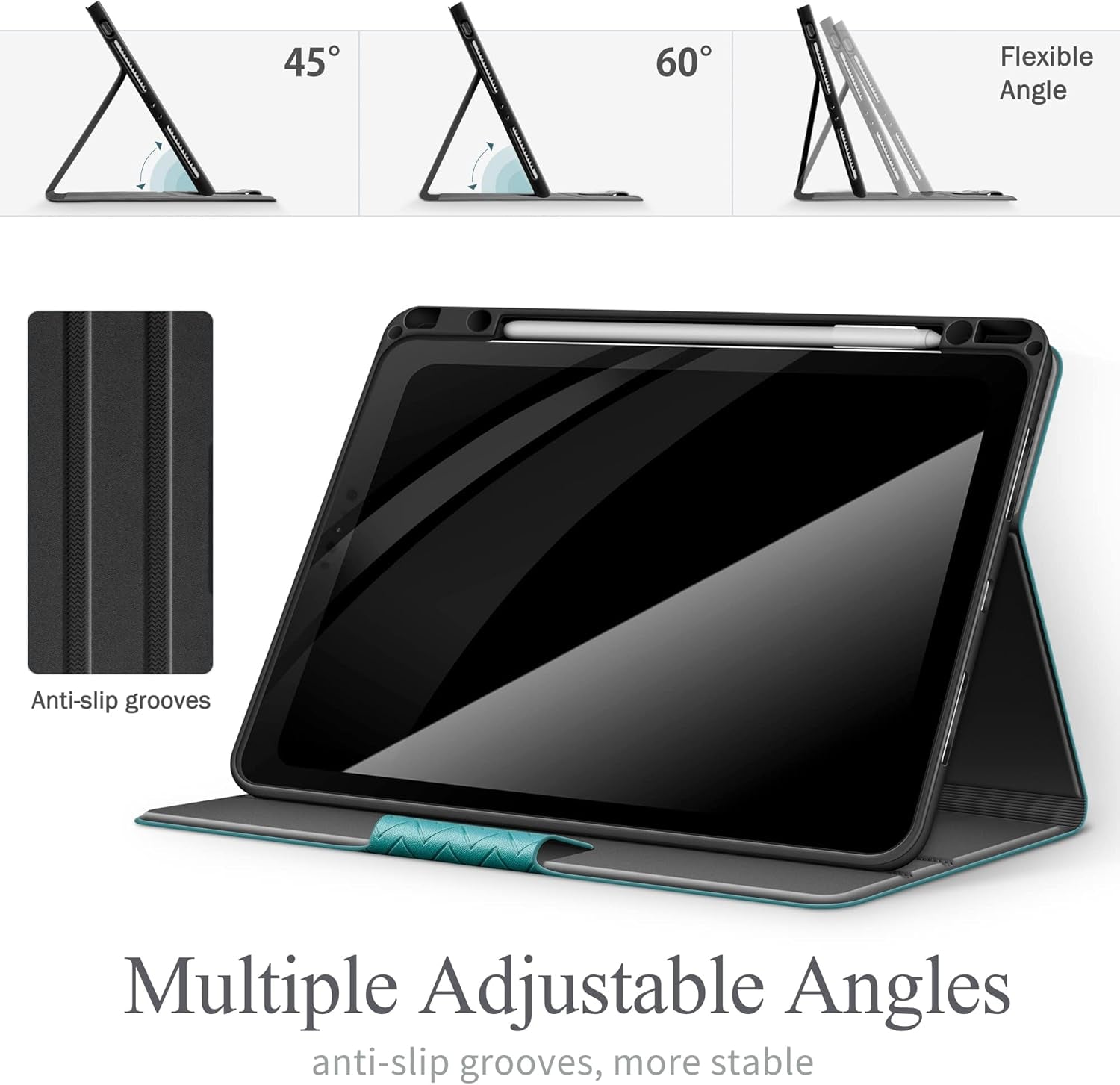 Custodia per Ipad Pro 12.9" 2021/2020/2018 (5A/4A/3A Generazione), Con Portapenne Integrato, Auto Svegliati/Sonno (Verde)