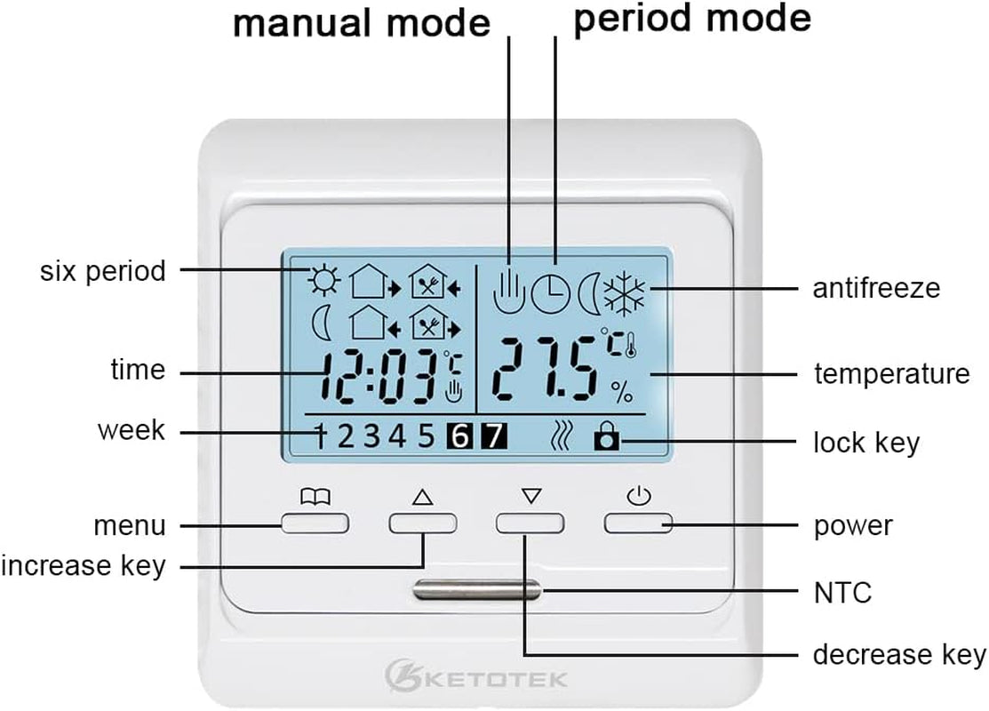 Termostato Programmabile Digitale Con Sonda LCD 220V 16A Termostato Ambiente Da Parete Riscaldamento a Pavimento Elettrico Manuale Regolatore Di Temperatura