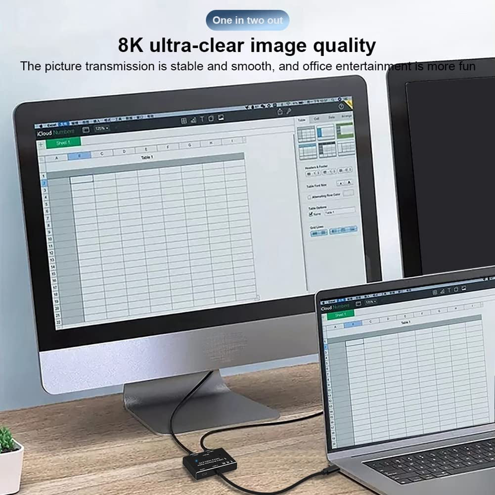 Switch USB KVM USB C, Commutatore a Due Vie, 1 X 2/2 X 1 USB 3.1, Splitter Dati Video 8 K @30 Hz PD 100 W per PC Monitor Cellulare