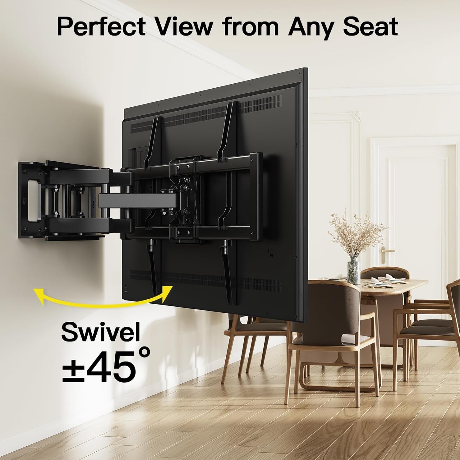 Supporto TV Parete per 37-75 Pollici Schermi Fino a 45 Kg, Staffa Tv Con Doppie Braccia, Girevole, Estensione E Inclinazione, Supporto a Parete Con Max VESA 600X400 Mm, APLF6-E
