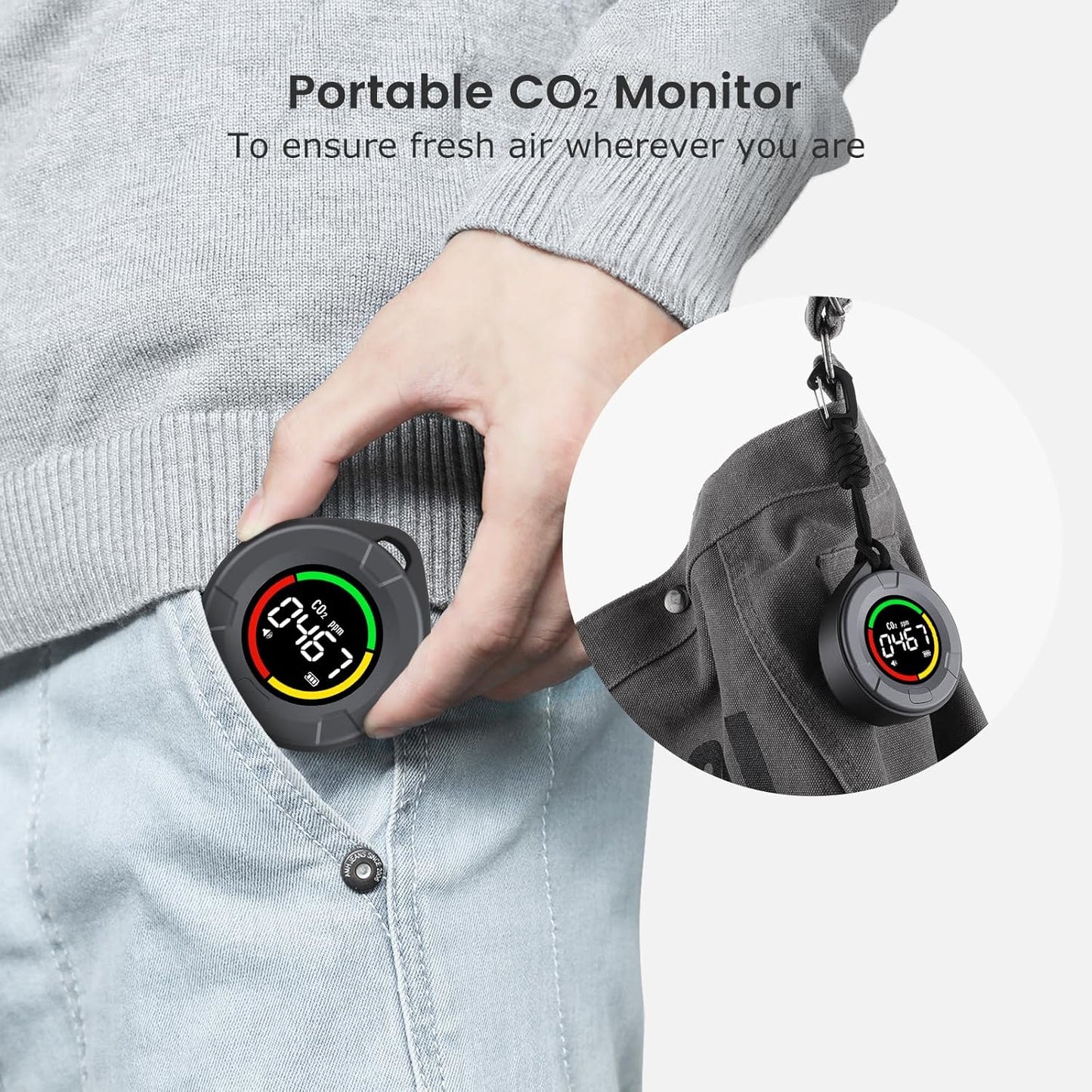 Rilevatore Di CO2 Portatile,Co2 Monitor Mini È per Monitoraggio Della Qualità Dell'Aria Interna,Ndir Sensore,Rilevatore Di Anidride Carbonica,Misuratore CO2 Con Funzione Di Allarme.