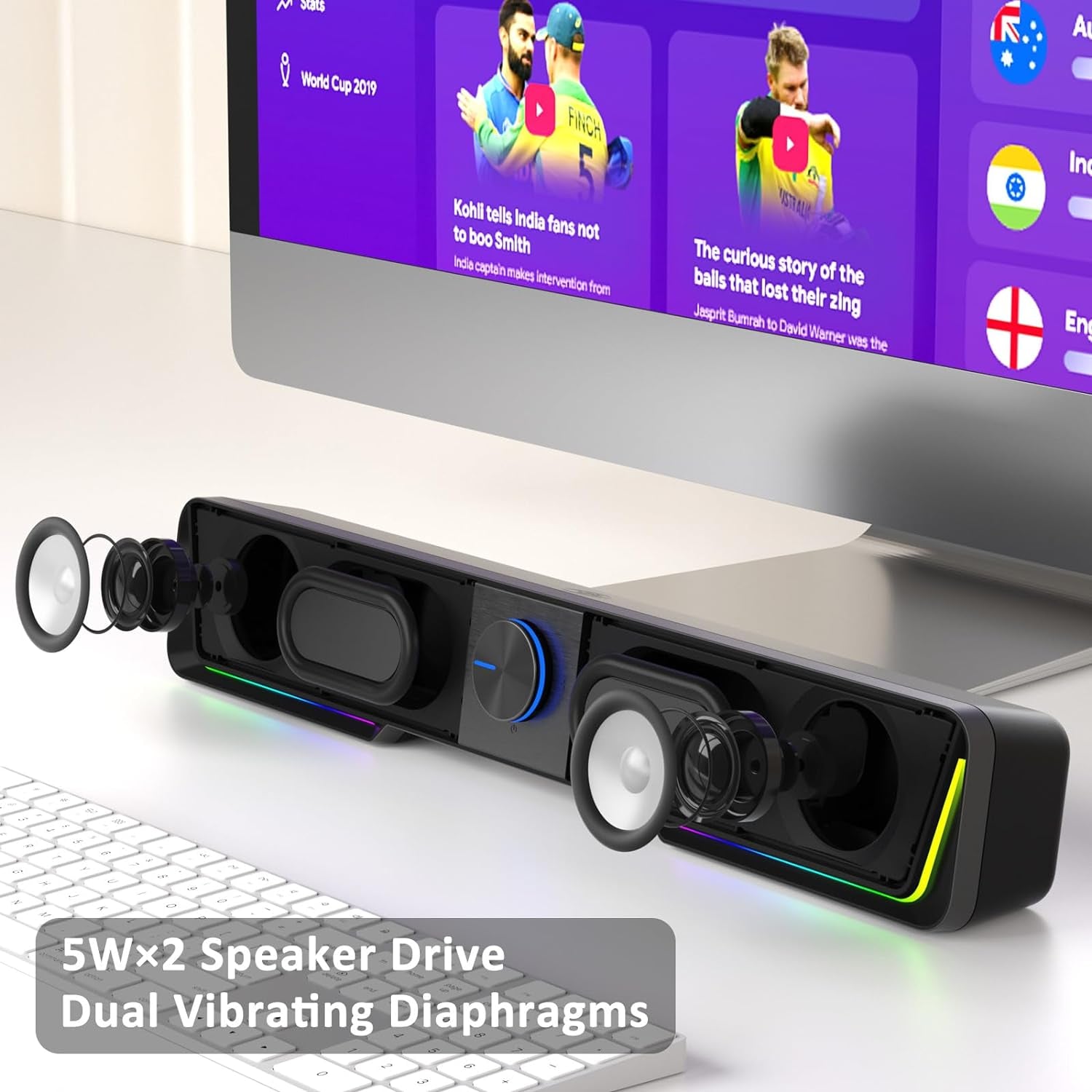 A40 Altoparlanti Pc,Altoparlante per Computer 2.0 Alimentazione USB Casse PC Stereo Sound Altoparlante Bluetooth per Giochi per Pc,Computer,Desktop(No Jack Da 3,5 Mm)