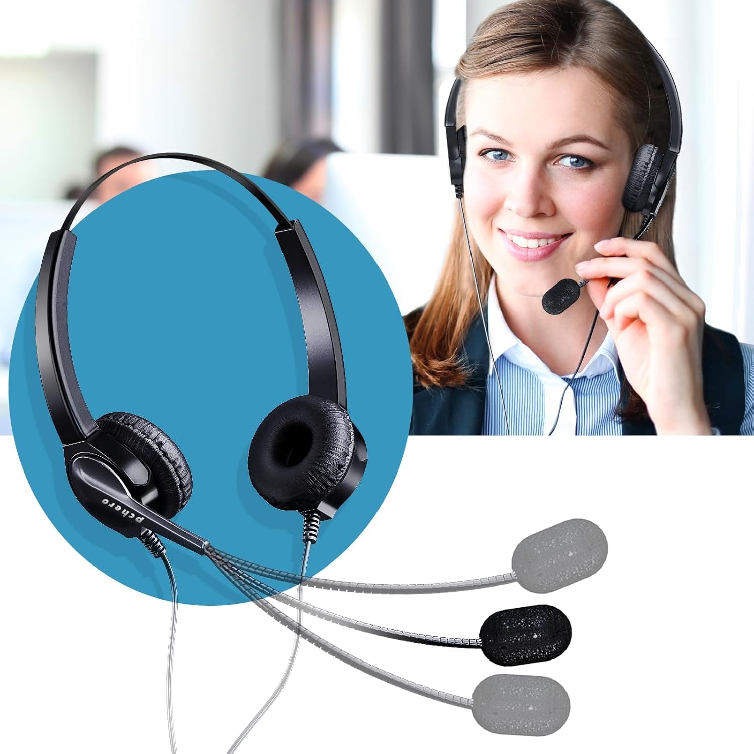 Cuffie RJ9 Regolabile per Telefono Fisso Call Center Regolare Con 4-Pin RJ9 Della Spina E Microfono