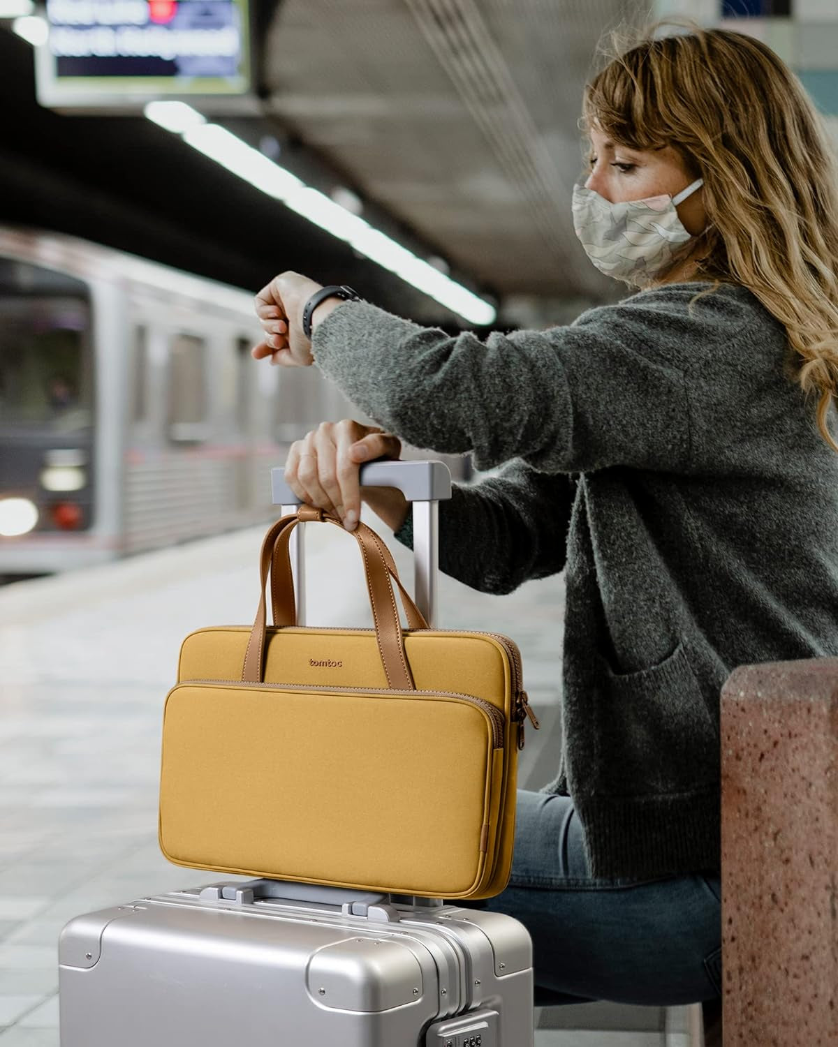 Borsa a Tracolla per 14 Pollici Macbook Pro M3/M2/M1 Pro/Max 2023-2021, 13" Macbook Pro M2/M1 2022-2016, Macbook Air M2/M1 2022-2018, Borsa per Laptop Custodia per 12.9" Ipad Pro Con Tastiera