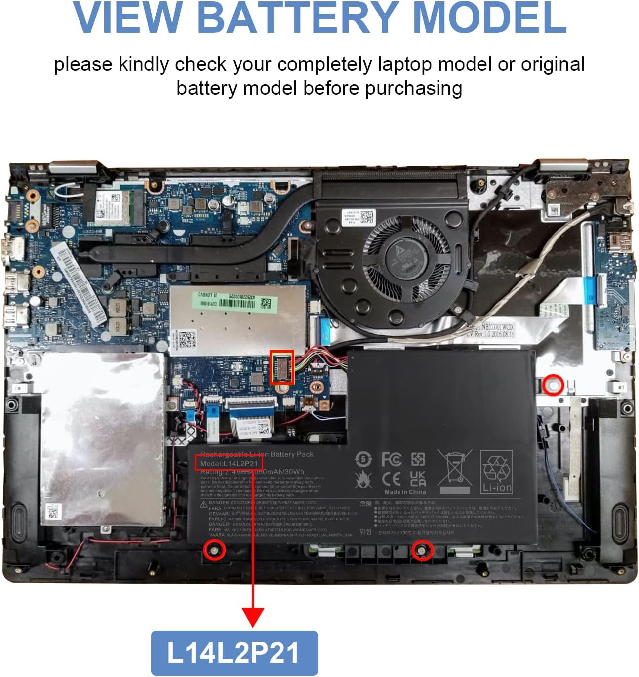 L14L2P21 Batteria Compatibile Con Lenovo Flex 3 Flex 4 1470 1480 1570 1580 Series Edge 21580 S4135 S4170 S4175 Series Notebook, Ricambio per L14M3P21 L14L3P21 L1 L14 M2P21 L14L2P21 (7,4 V